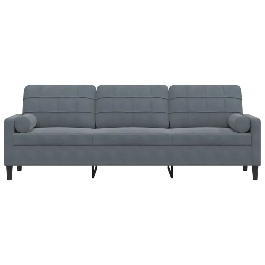 Canapé 3 places avec oreillers gris foncé 210 cm velours - 3