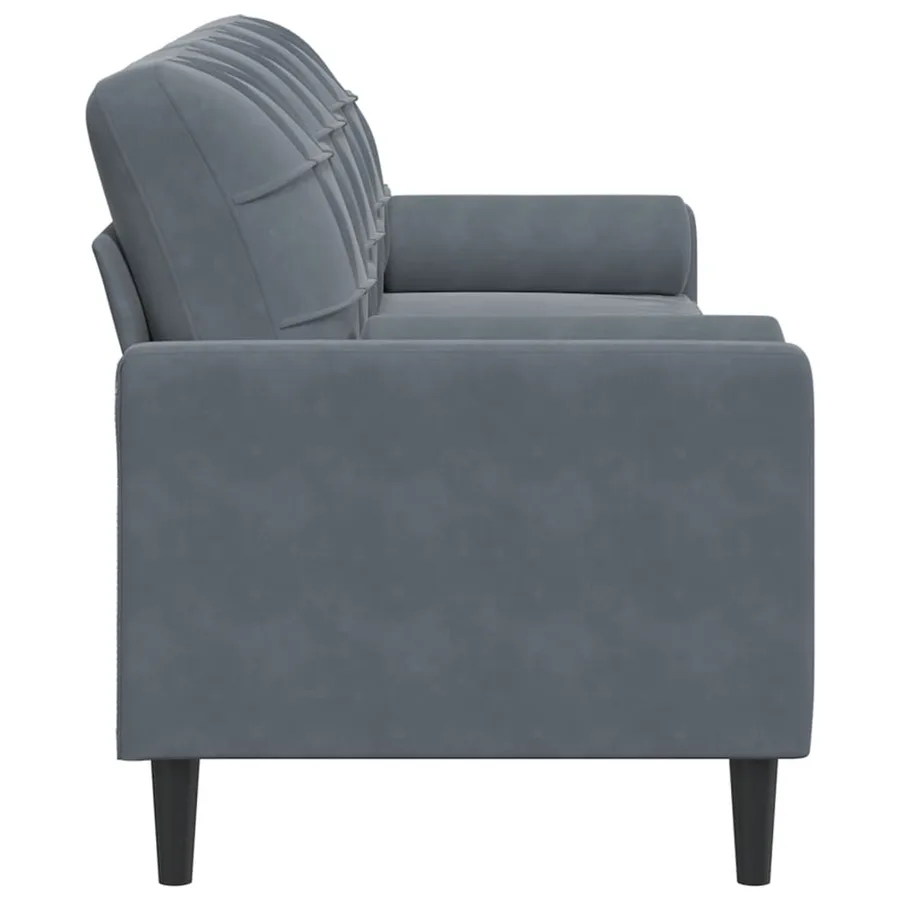 Canapé 3 places avec oreillers gris foncé 210 cm velours - 4