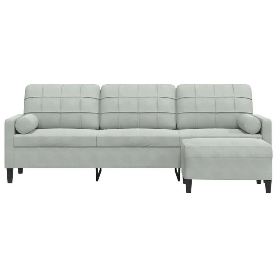 Canapé à 3 places avec repose-pieds Gris clair 210 cm Velours - 3