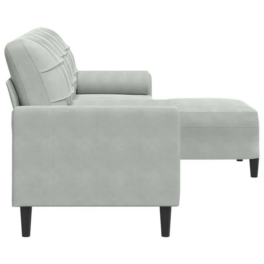 Canapé à 3 places avec repose-pieds Gris clair 210 cm Velours - 4