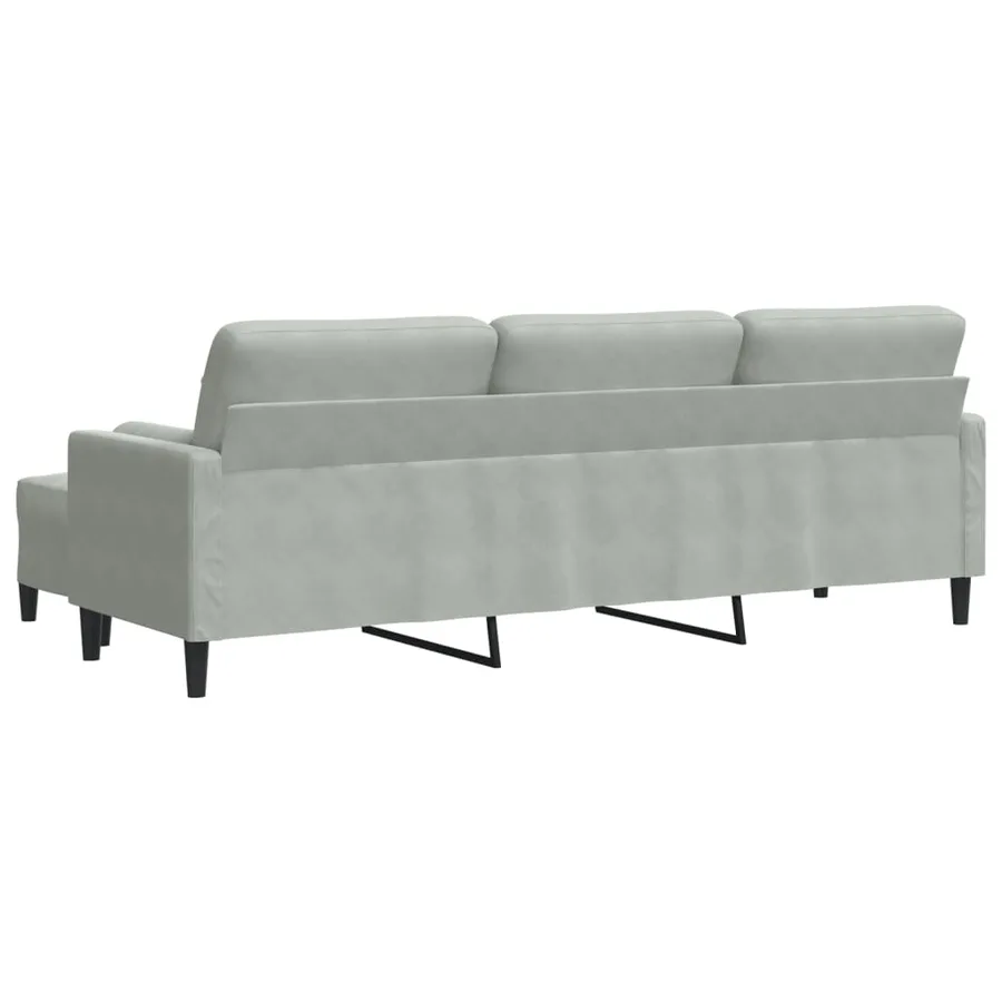 Canapé à 3 places avec repose-pieds Gris clair 210 cm Velours - 5