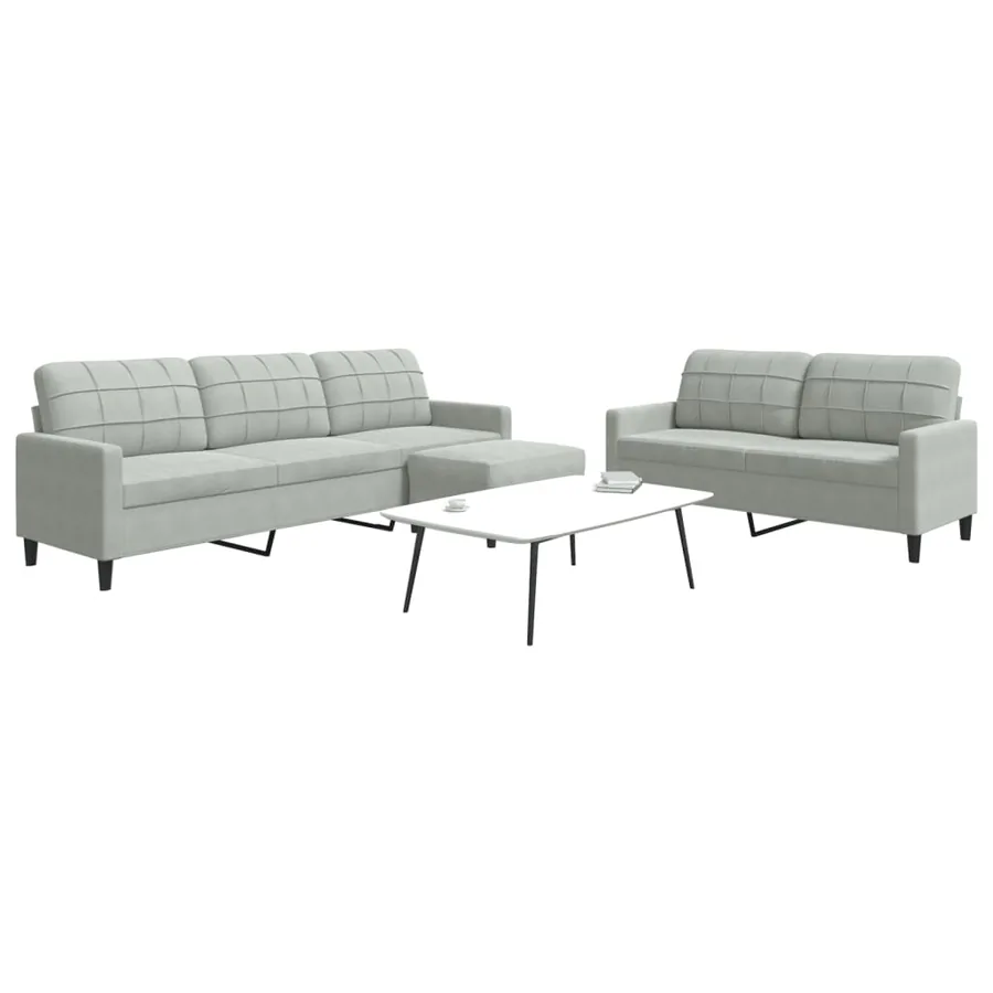 Ensemble de canapés 3 pcs avec coussins Gris clair Velours