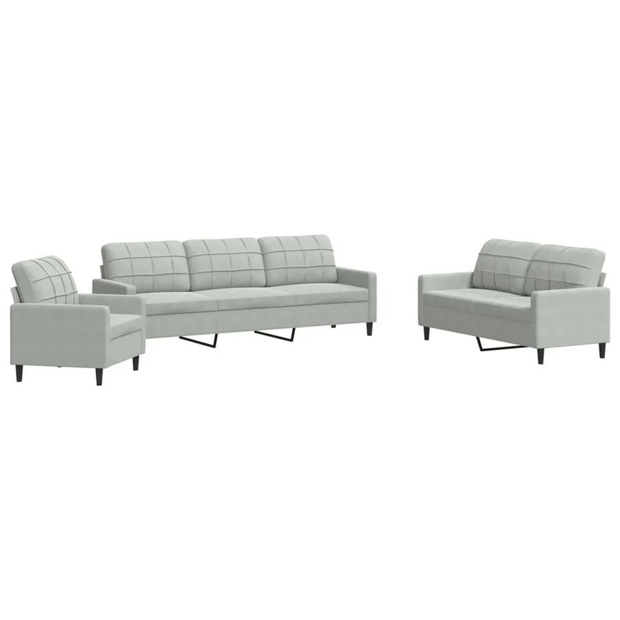 Ensemble de canapés 4 pcs avec coussins Gris clair Velours - 2