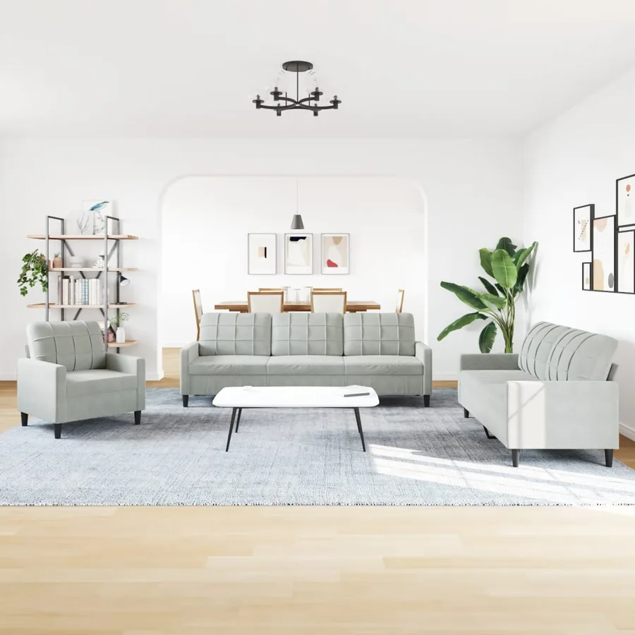 Ensemble de canapés 4 pcs avec coussins Gris clair Velours - 3