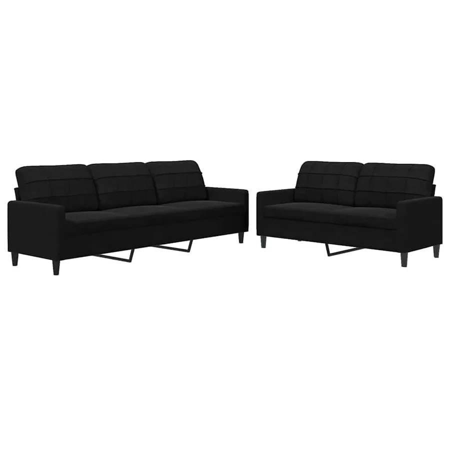 Ensemble de canapés 2 pcs avec coussins Noir Velours - 2