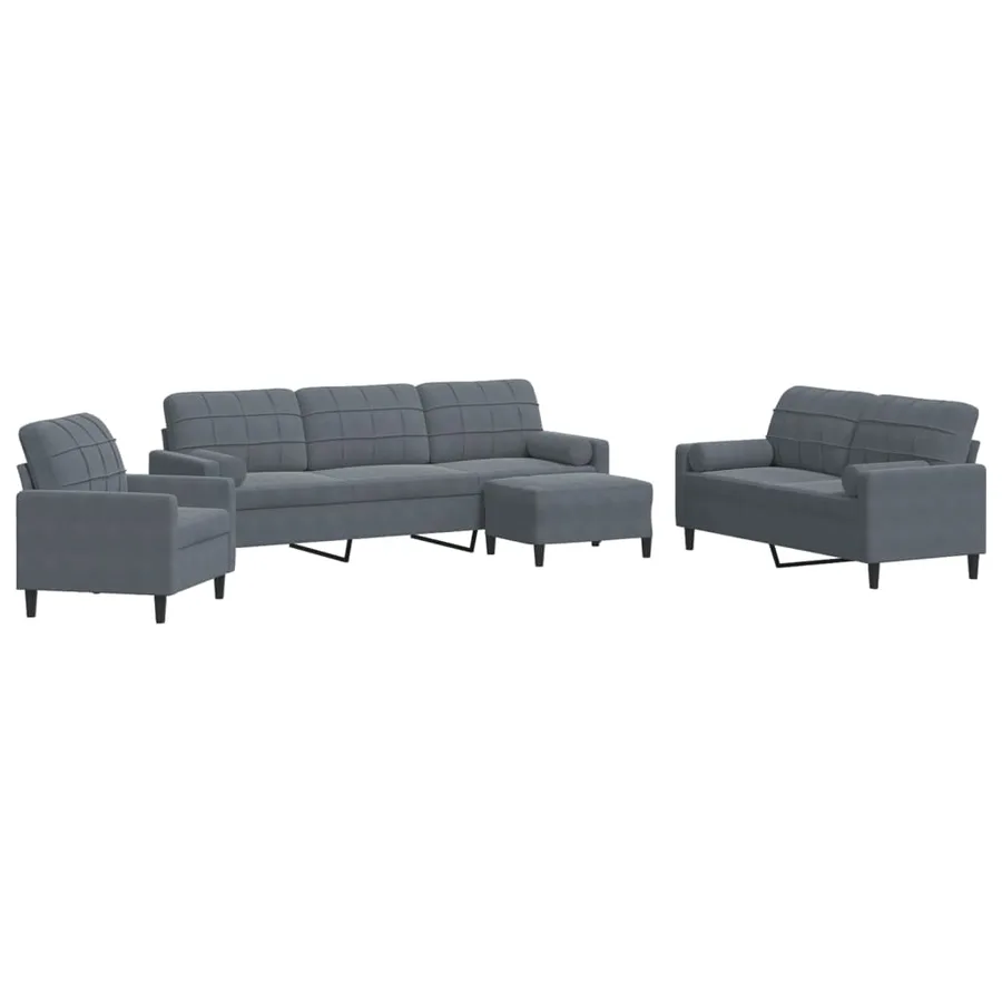 Ensemble de canapés 4 pcs avec coussins et traversins velours - 2