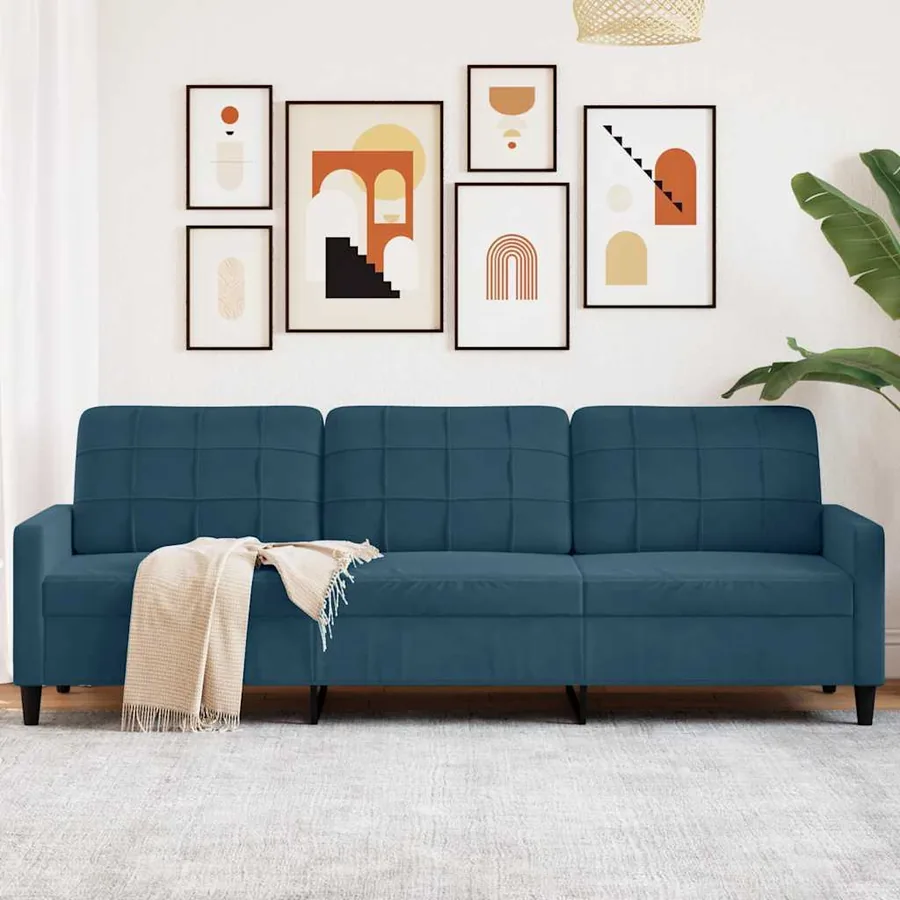 Canapé à 3 places Bleu 210 cm Velours