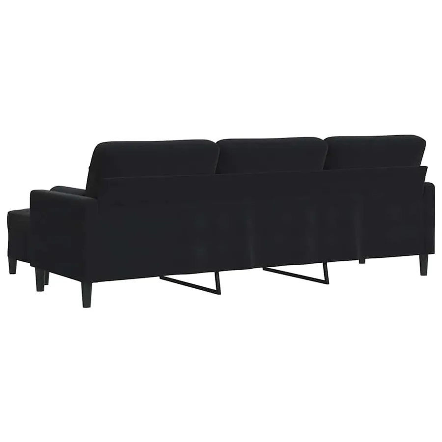 Canapé à 3 places avec repose-pieds Noir 210 cm Velours - 5