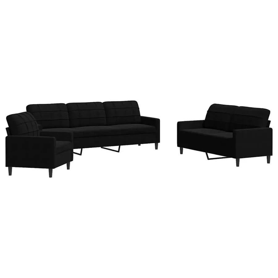 Ensemble de canapés 3 pcs avec coussins Noir Velours - 2