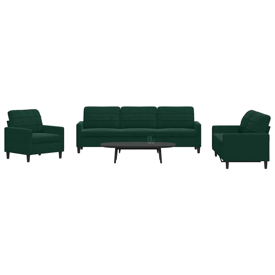 Ensemble de canapés 4 pcs avec coussins Vert foncé Velours