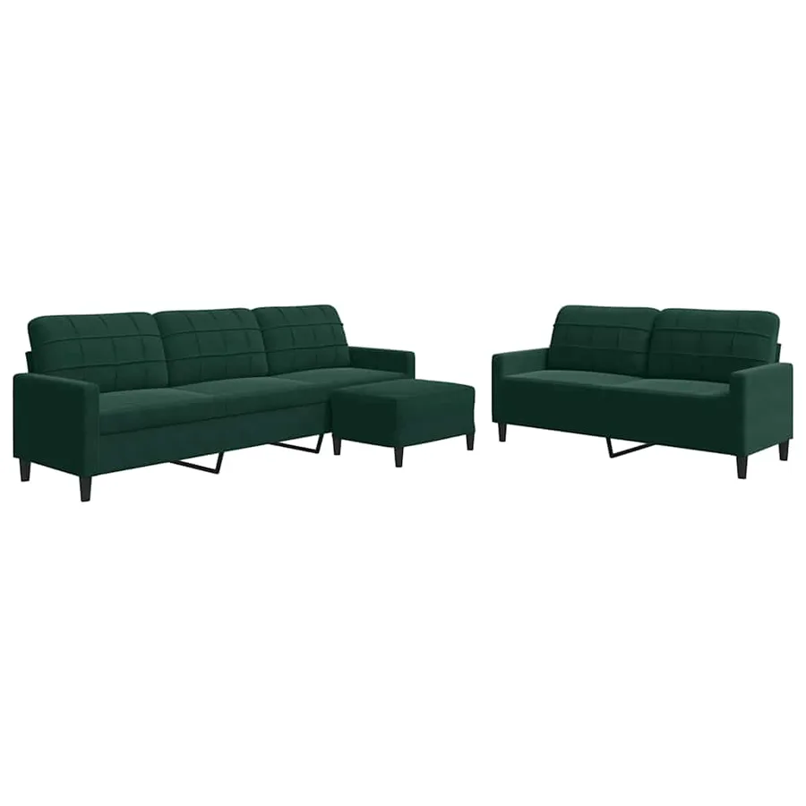 Ensemble de canapés 3 pcs avec coussins Vert foncé Velours - 2