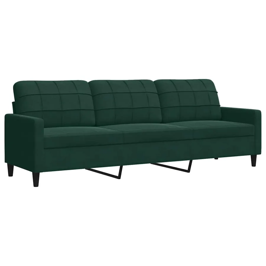 Ensemble de canapés 3 pcs avec coussins Vert foncé Velours - 4