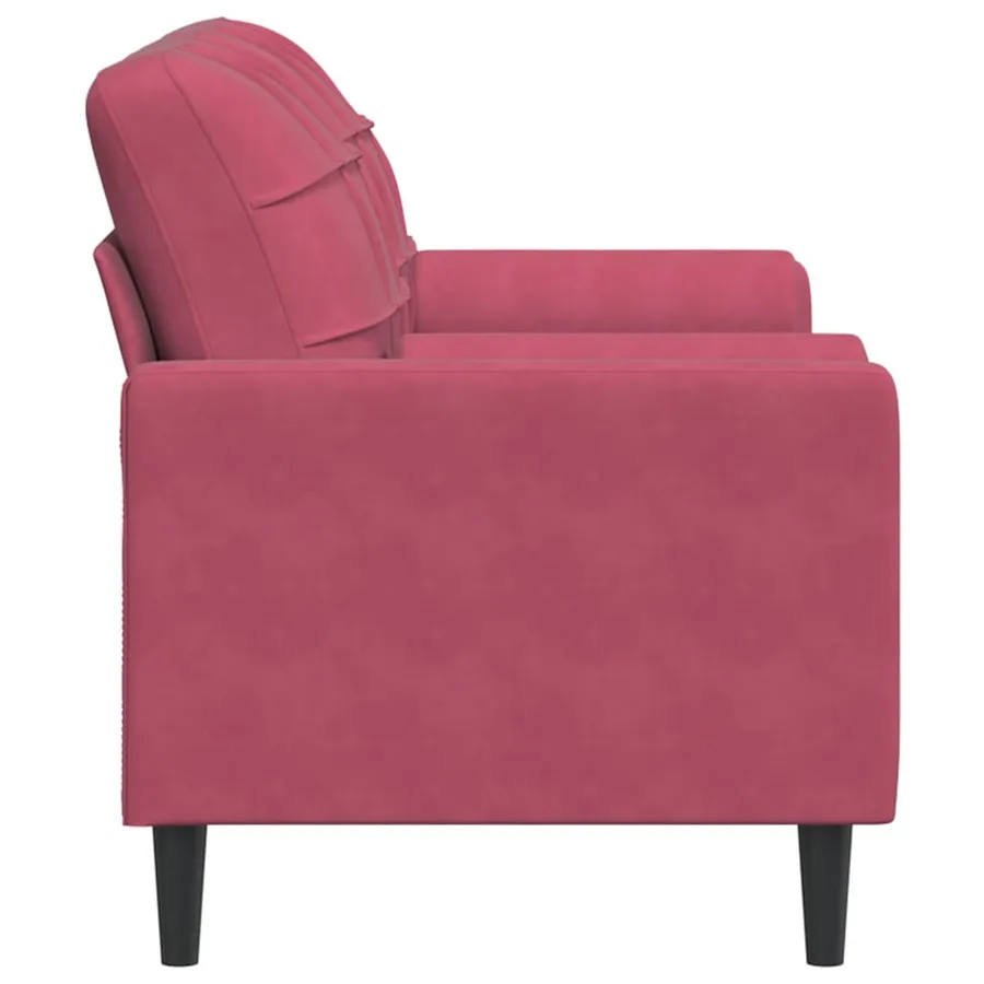 Canapé 2 places avec oreillers bordeaux 140 cm velours - 4