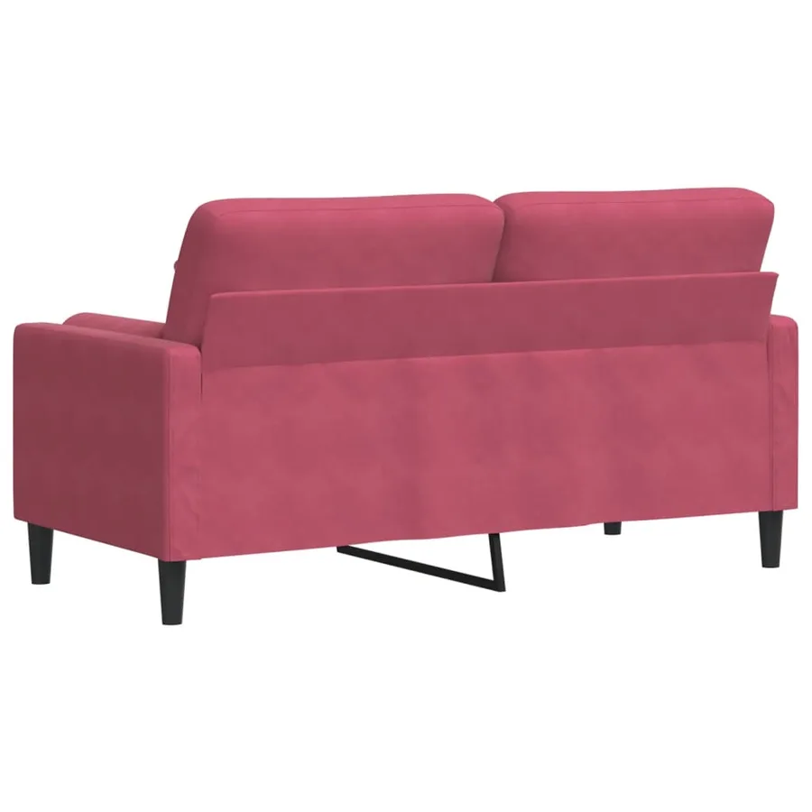 Canapé 2 places avec oreillers bordeaux 140 cm velours - 5