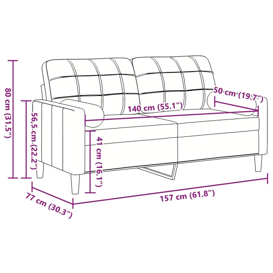 Canapé 2 places avec oreillers bordeaux 140 cm velours - 7