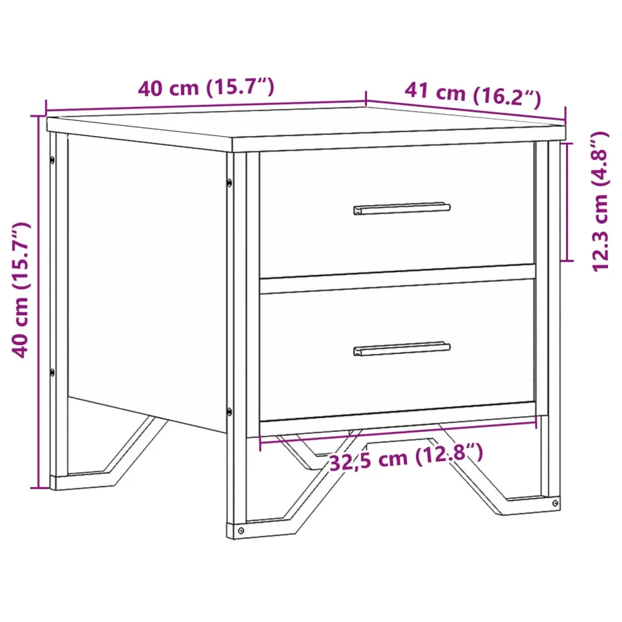 Table de chevet chêne marron 40x41x40 cm bois d’ingénierie - 11