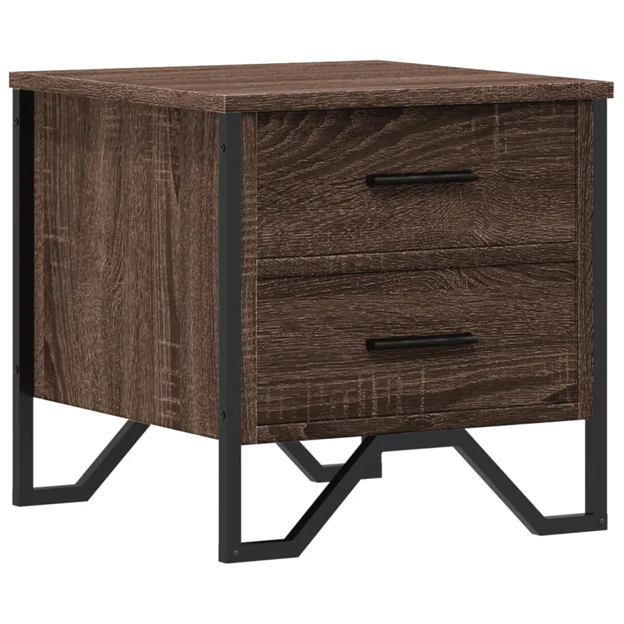 Table de chevet chêne marron 40x41x40 cm bois d’ingénierie - 2