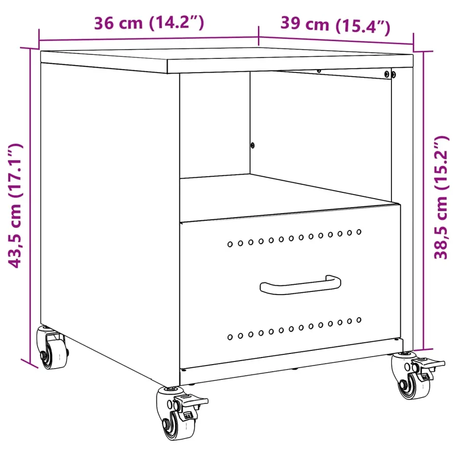 Table de chevet blanc 36x39x43,5 cm acier - 13