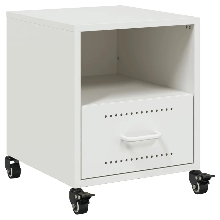 Table de chevet blanc 36x39x43,5 cm acier - 2