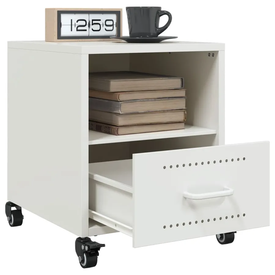 Table de chevet blanc 36x39x43,5 cm acier - 4