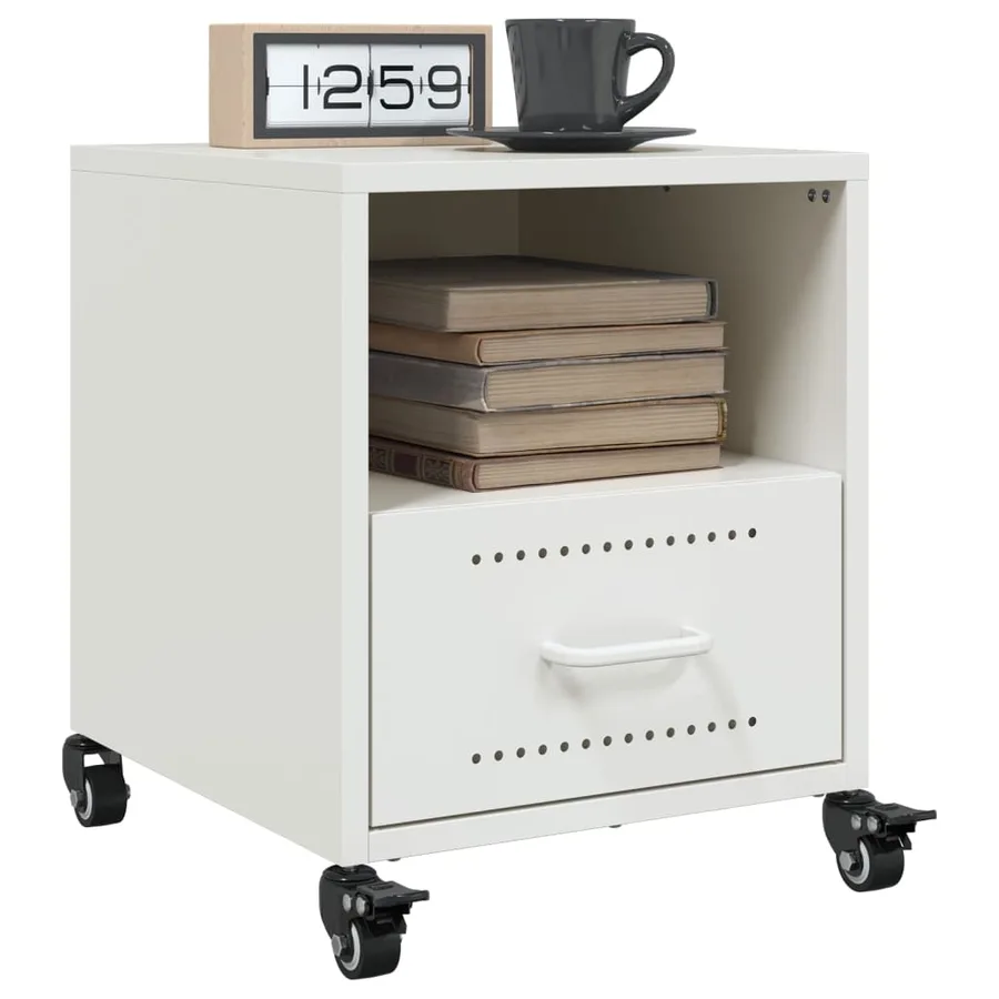 Table de chevet blanc 36x39x43,5 cm acier - 5