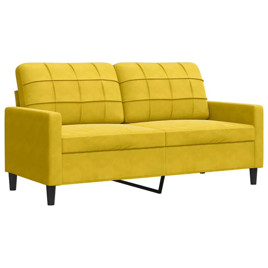 Canapé à 2 places Jaune 140 cm Velours - 2