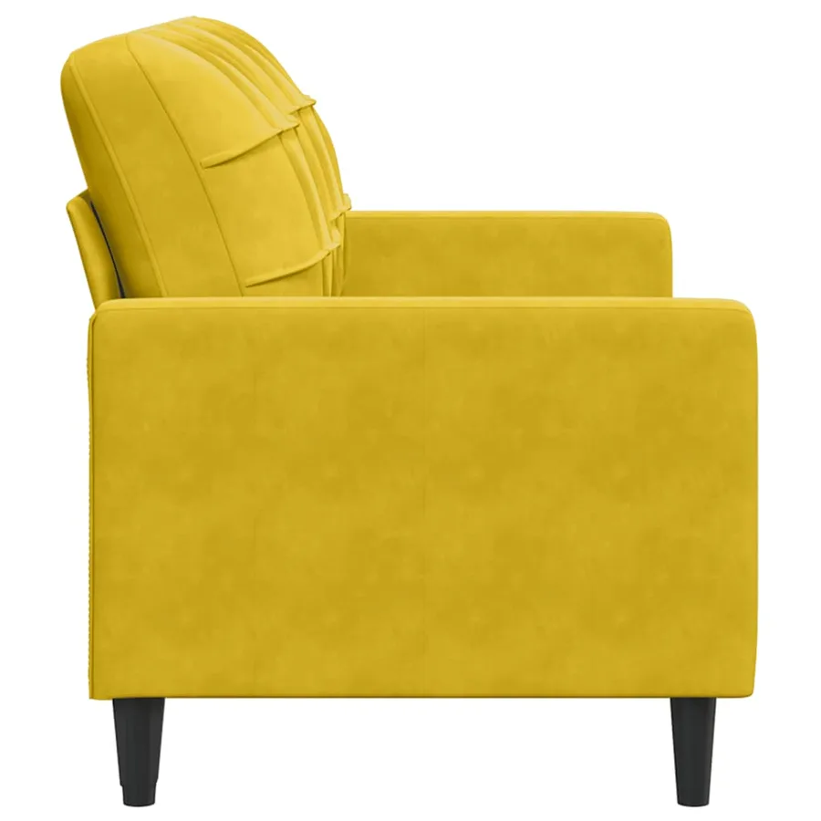 Canapé à 2 places Jaune 140 cm Velours - 5