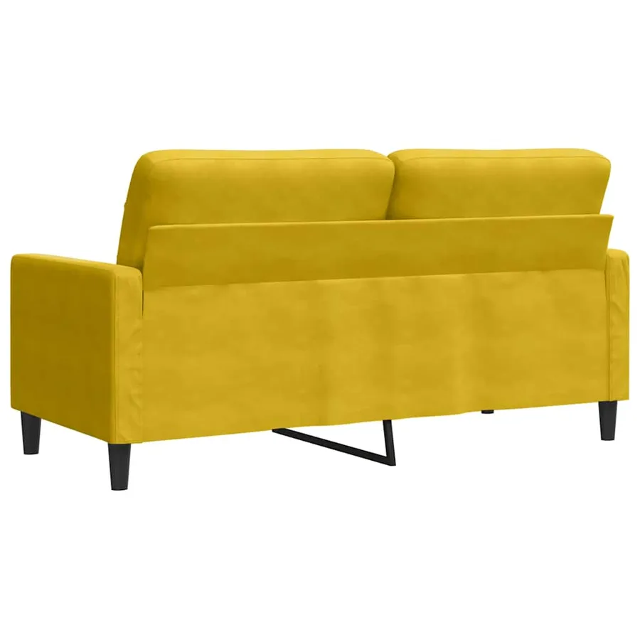 Canapé à 2 places Jaune 140 cm Velours - 6