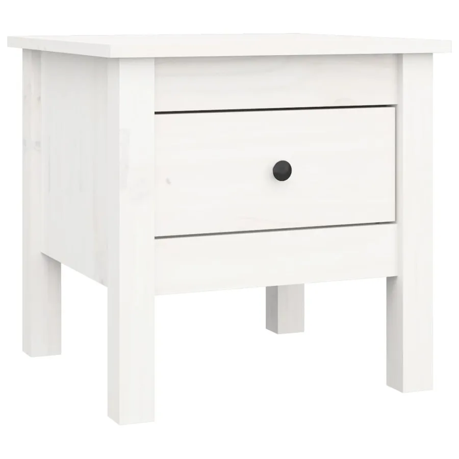 Table d'appoint Blanc 40x40x39 cm Bois massif de pin - 2