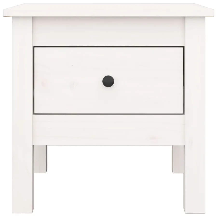 Table d'appoint Blanc 40x40x39 cm Bois massif de pin - 6