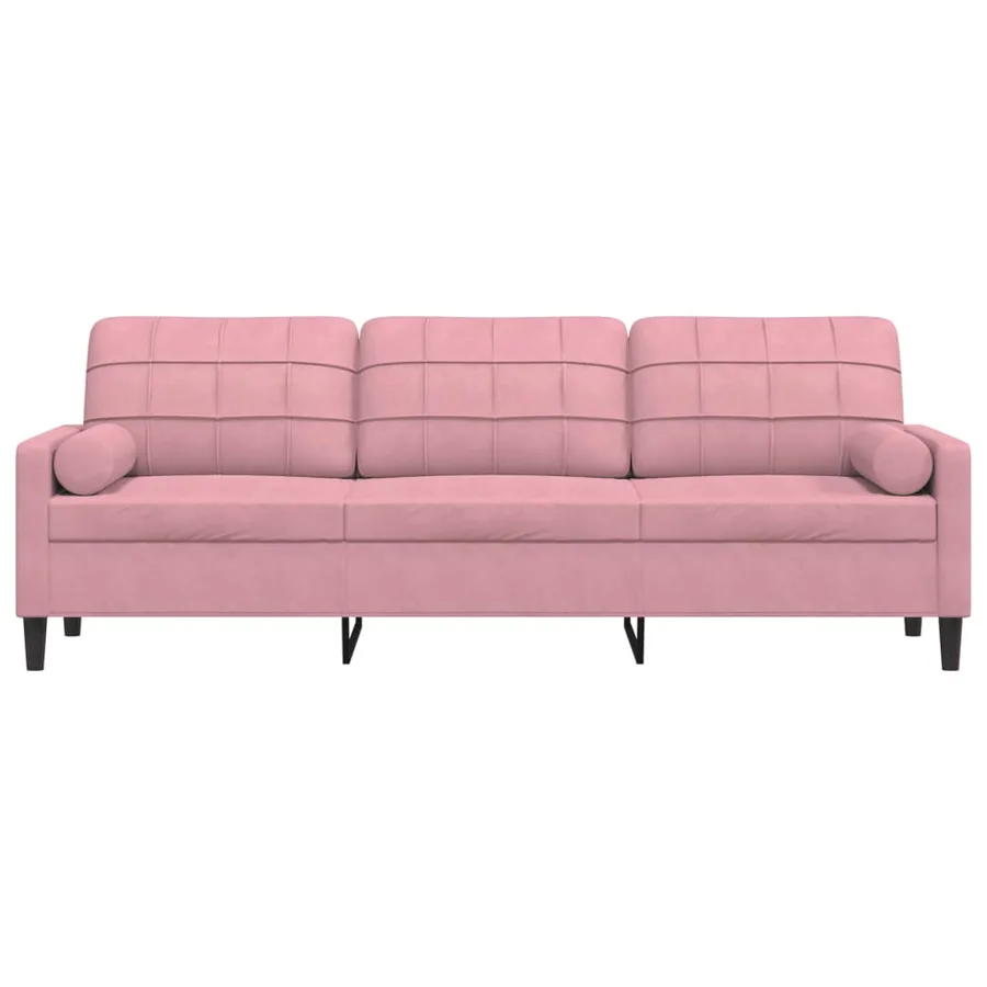Canapé 3 places avec oreillers décoratifs rose 210 cm velours - 3