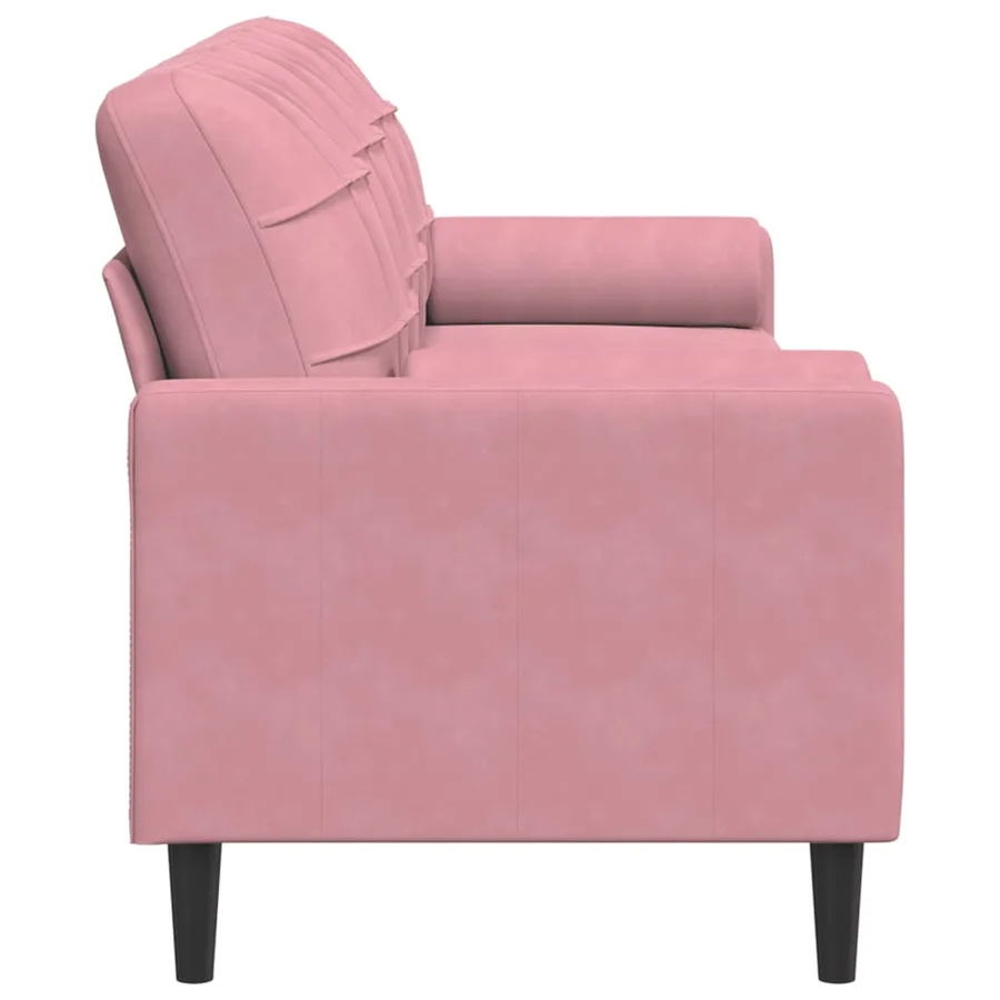 Canapé 3 places avec oreillers décoratifs rose 210 cm velours - 4