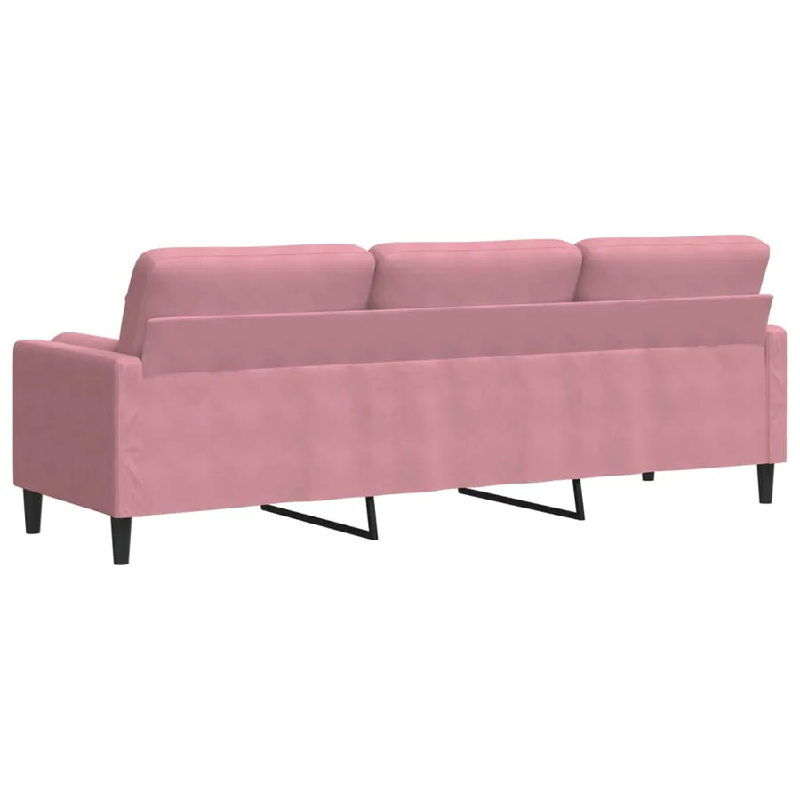 Canapé 3 places avec oreillers décoratifs rose 210 cm velours - 5