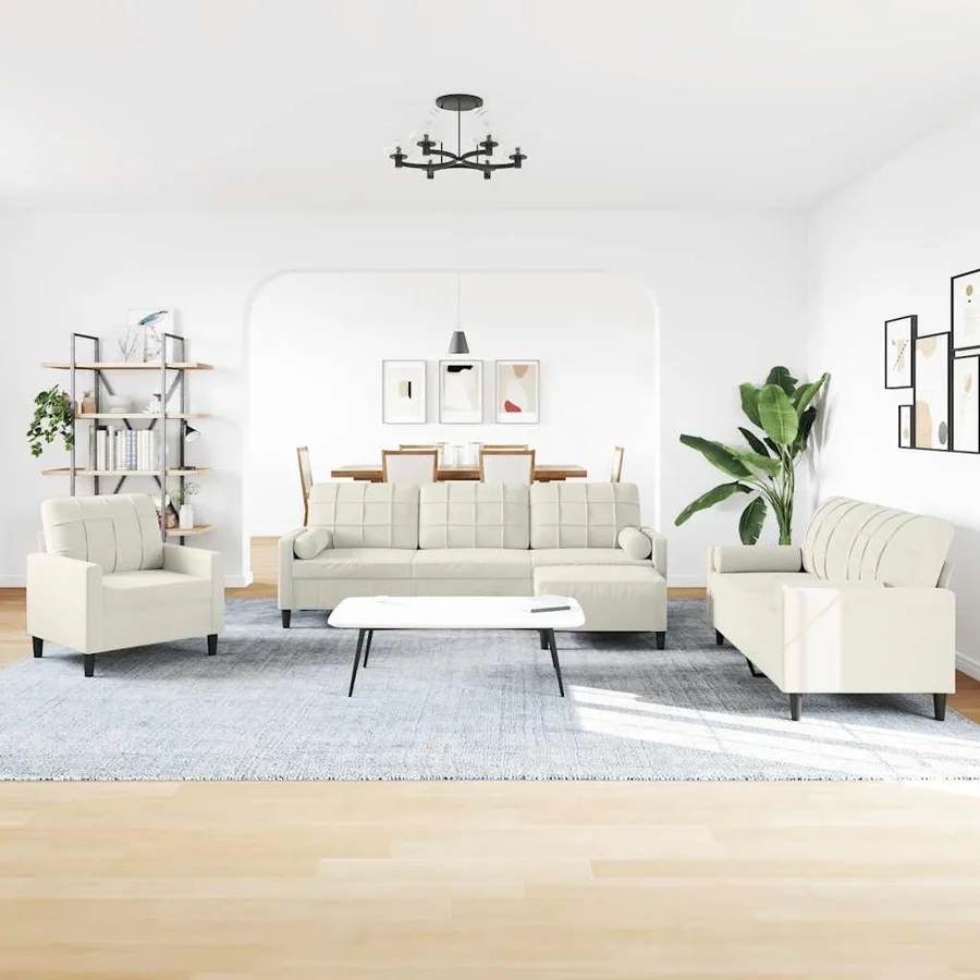Ensemble de canapés 4 pcs avec coussins et traversins velours - 3