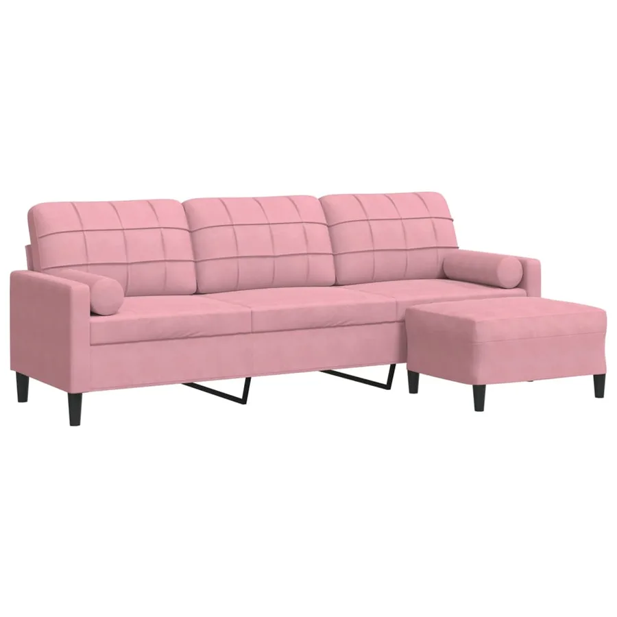 Canapé à 3 places avec repose-pieds Rose 210 cm Velours - 2
