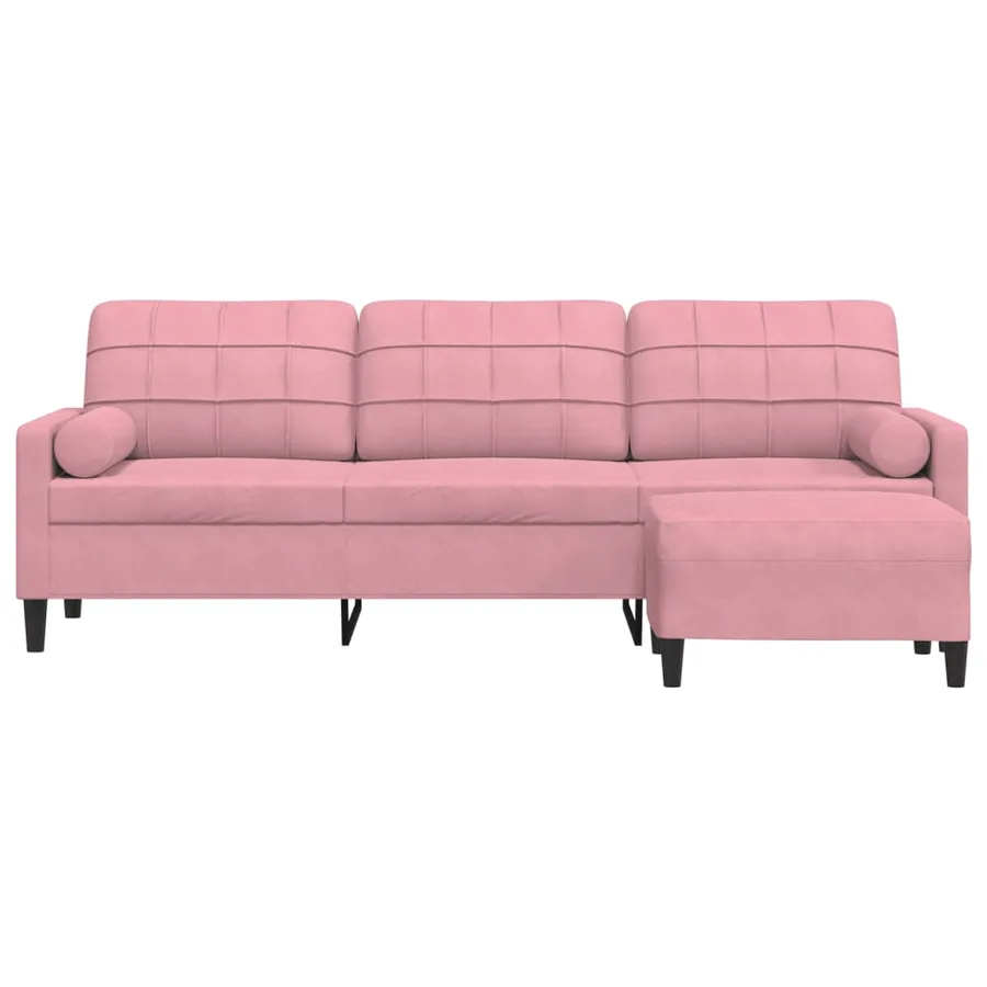 Canapé à 3 places avec repose-pieds Rose 210 cm Velours - 3