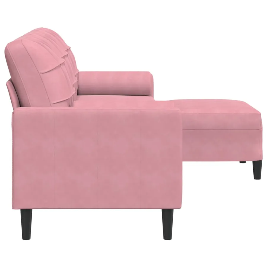 Canapé à 3 places avec repose-pieds Rose 210 cm Velours - 4