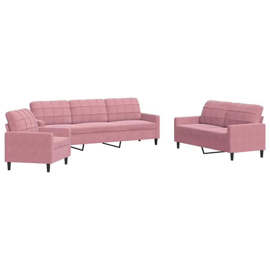 Ensemble de canapés 3 pcs avec coussins Rose Velours - 2