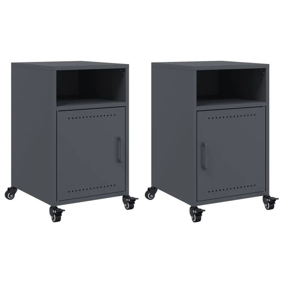 Tables de chevet 2 pcs anthracite 36x39x59 cm acier - 2
