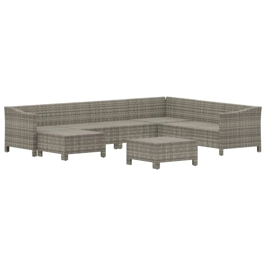 Salon de jardin 8 pcs avec coussins Gris Résine tressée - 4