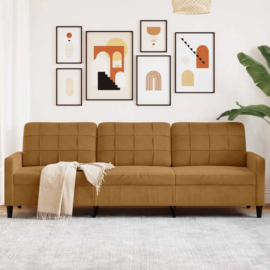 Canapé à 3 places Marron 210 cm Velours