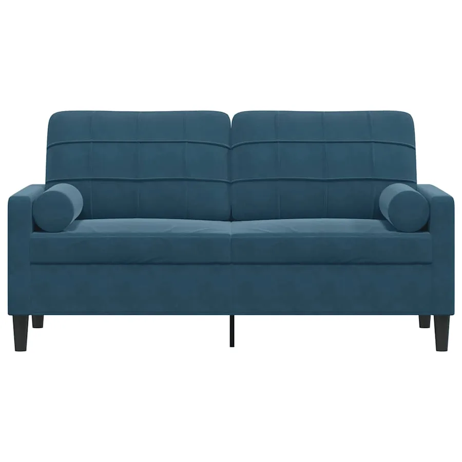 Canapé 2 places avec oreillers décoratifs bleu 140 cm velours - 3