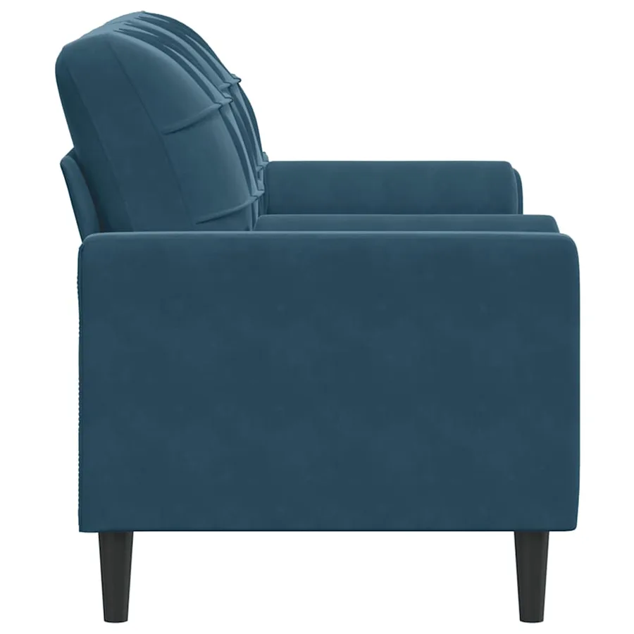 Canapé 2 places avec oreillers décoratifs bleu 140 cm velours - 4