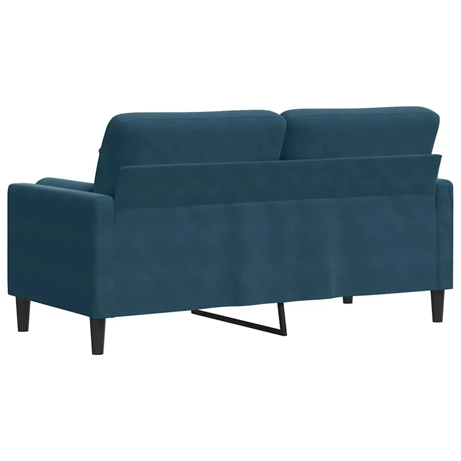 Canapé 2 places avec oreillers décoratifs bleu 140 cm velours - 5
