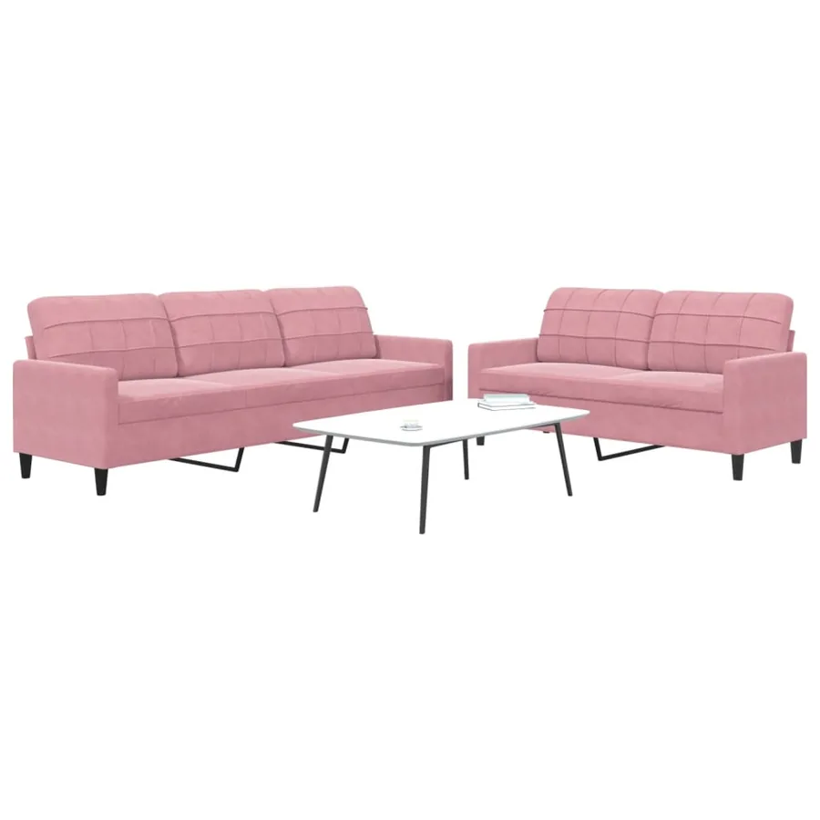 Ensemble de canapés 2 pcs avec coussins Rose Velours