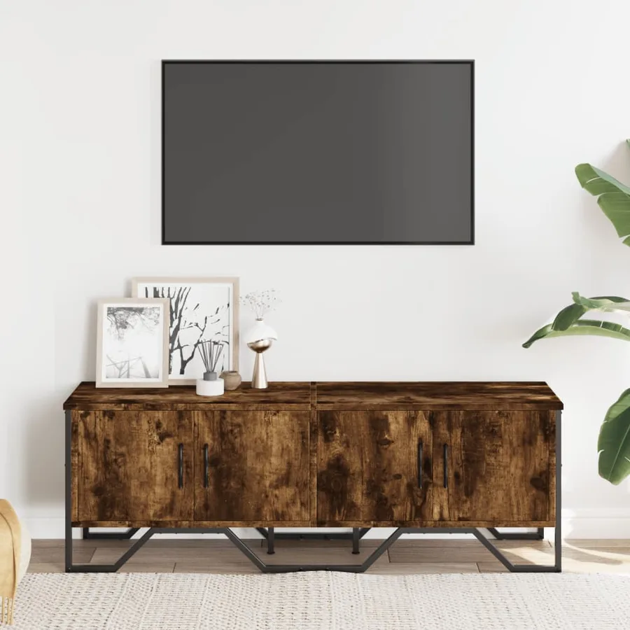 Meuble TV chêne fumé 122x34x41 cm bois d'ingénierie - 3