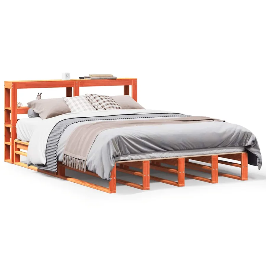 Cadre de lit sans matelas cire marron 120x200cm bois pin massif - 2