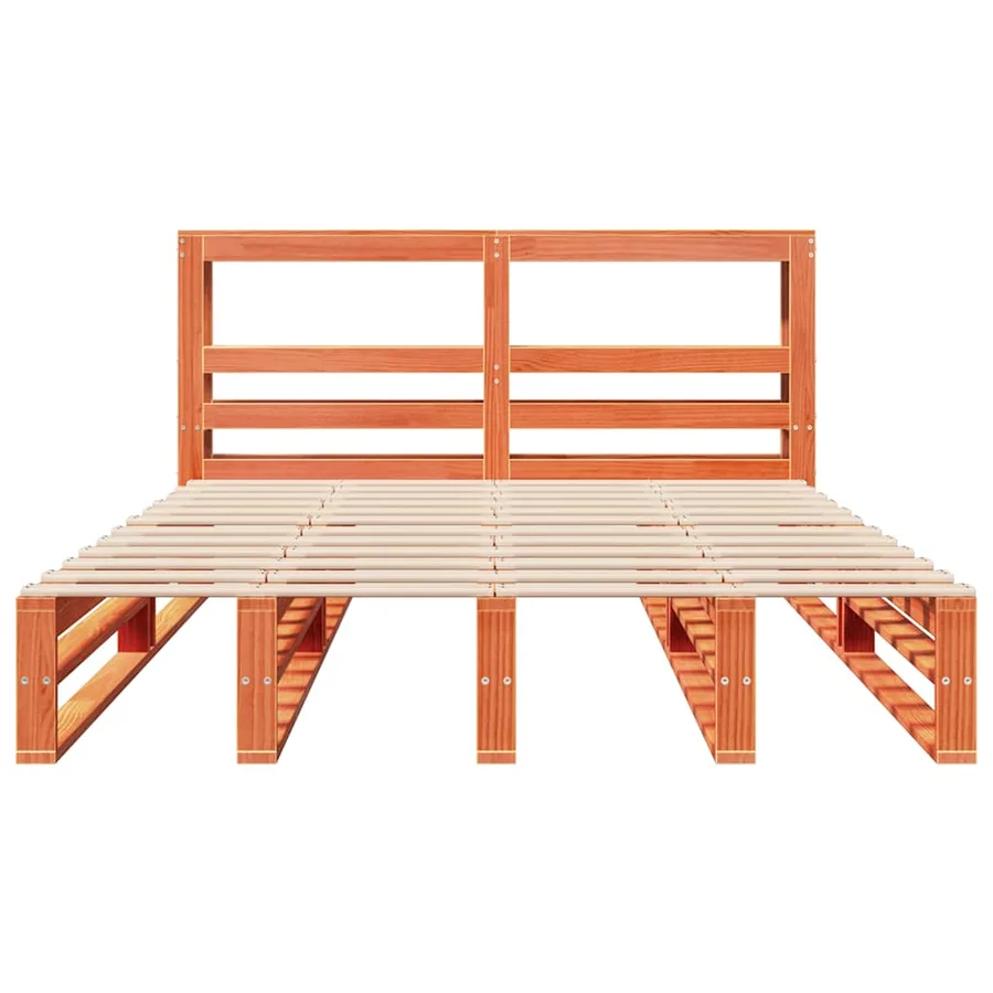 Cadre de lit sans matelas cire marron 120x200cm bois pin massif - 4