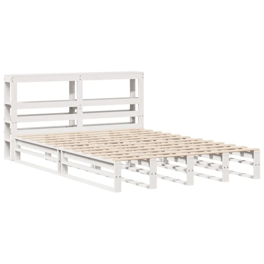Cadre de lit sans matelas blanc 140x200 cm bois de pin massif - 3