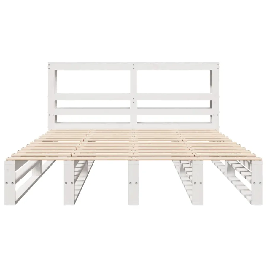 Cadre de lit sans matelas blanc 140x200 cm bois de pin massif - 4